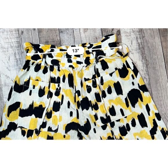 Who What Wear Linen Paperbag Shorts Yellow Animal Print sz XS NWOT - Picture 6 of 13